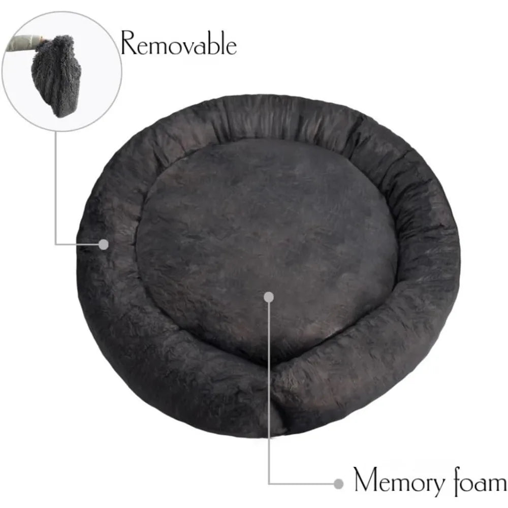 Pet Bed, Memory Foam Donut Dog Bed, Calming Round Dog Bed for Small Pets, Comfortable and Supportive Design, Orthopedic Ultra-So