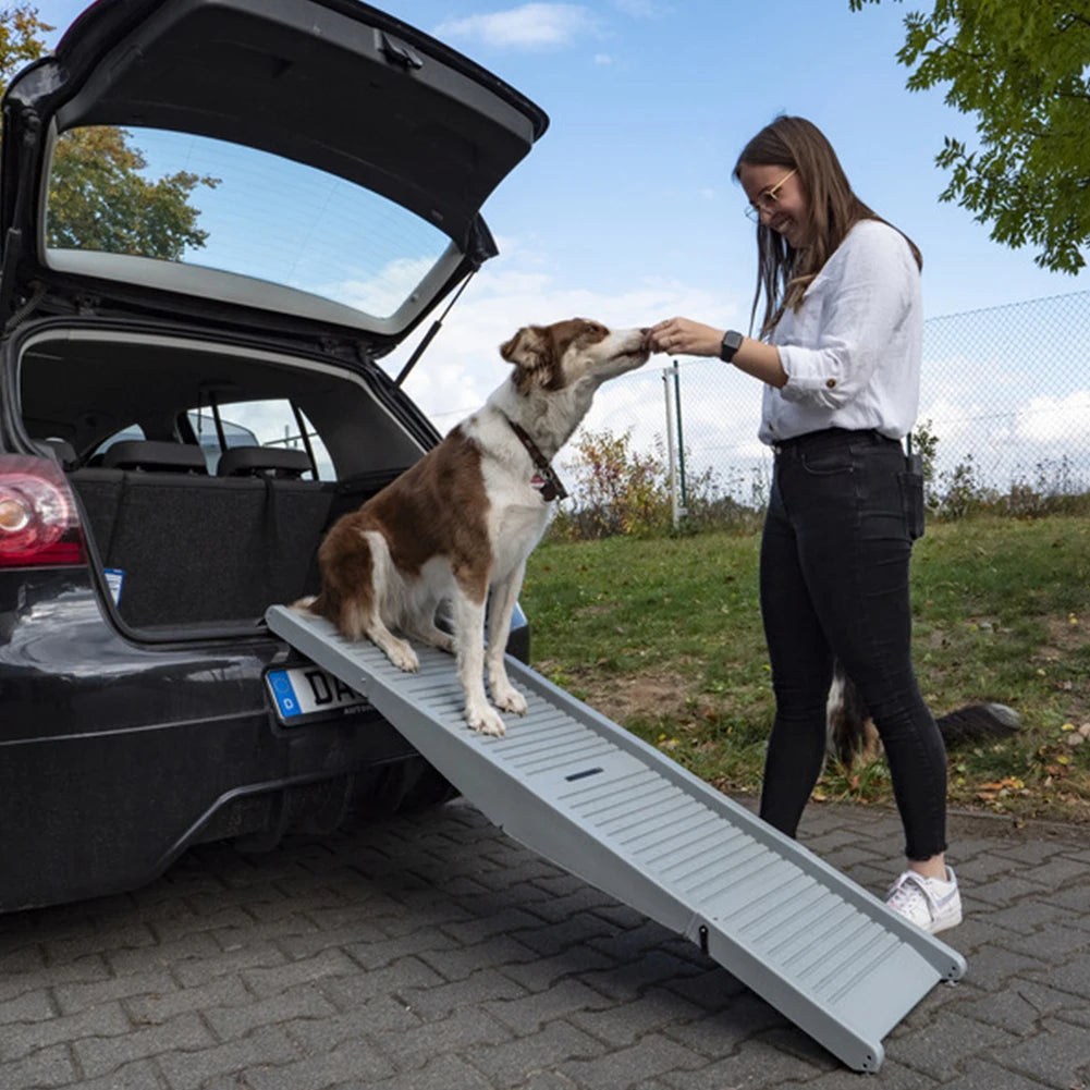 Folding Foldable Car Ramp for Dogs Non-Slip Rug Surface Portable Dog Ramp 59x15.8 Inch Pet Ramp Stairs for Large Dogs SUV Truck