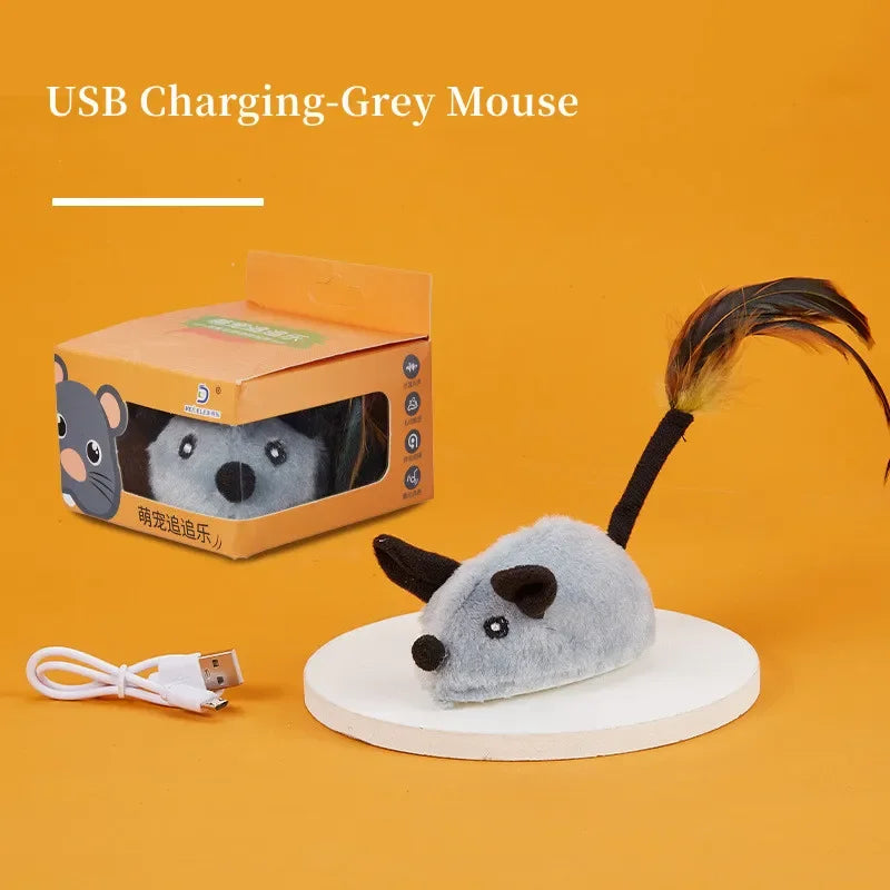 Smart Running Mouse Cat Toy Interactive Random Moving Electric Toys USB charging Simulation Mice Kitten Self-Playing Plush Toys