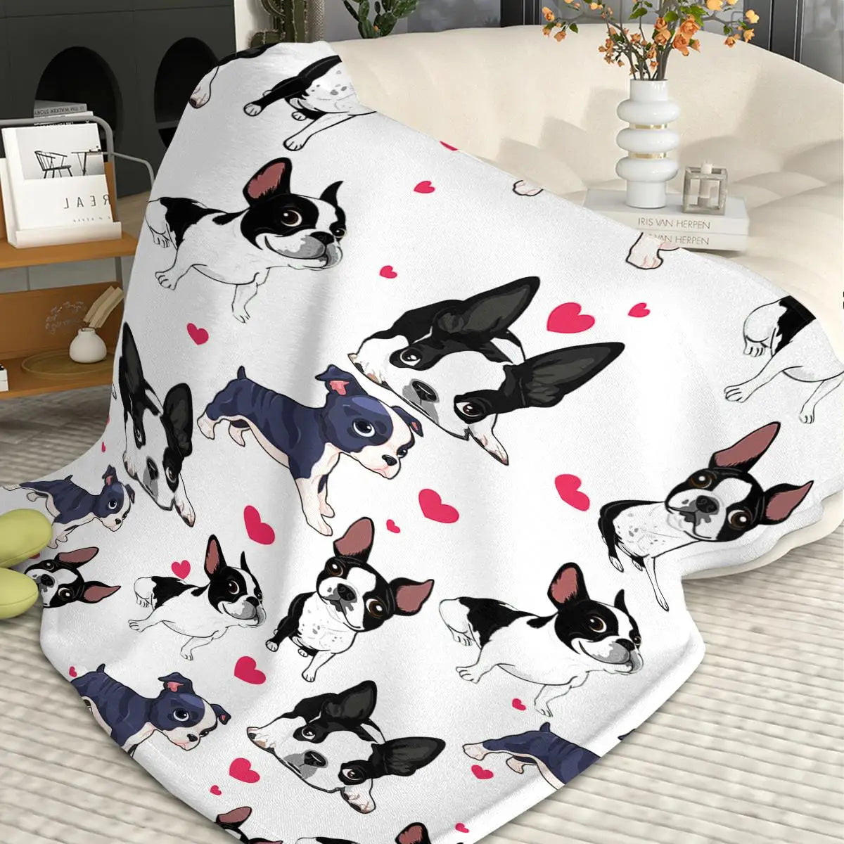 1pc Adorable Fleece Dog Blanket - Soft, Cozy, Lightweight, Warm, Flannel Throw for couch , Bed, Sofa, Living Room Decor -