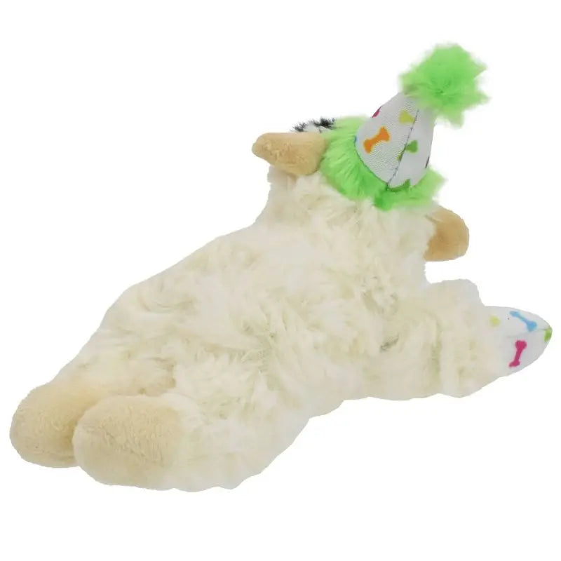 Birthday Lamb Chop Dog Toy Plush Squeaky 6 Inch Small Puppy Interactive Play Cuddle Party Hat Confetti Fun Soft Pet