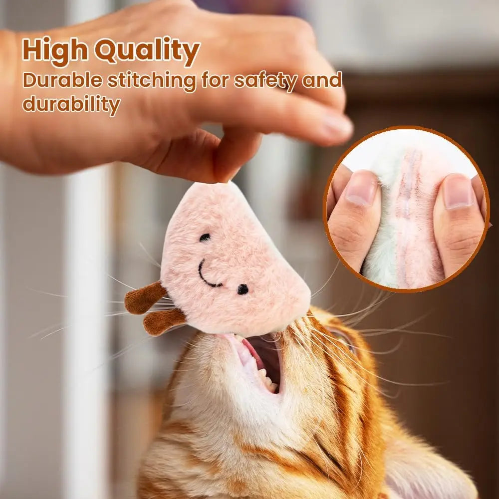 4 Pack Catnip Toys, Soft Stuffed Crinkle Cat Toys for Indoor Cats, Interactive Cute and Durable Kitten Toy, Cat Kicker for