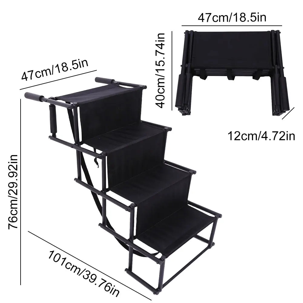 4 Steps Pet Ramp Lightweight Portable Dog Cat Ladder with Nonslip Surface Pet Ladder Dog Car Steps Folding Pet Stairs Ramp
