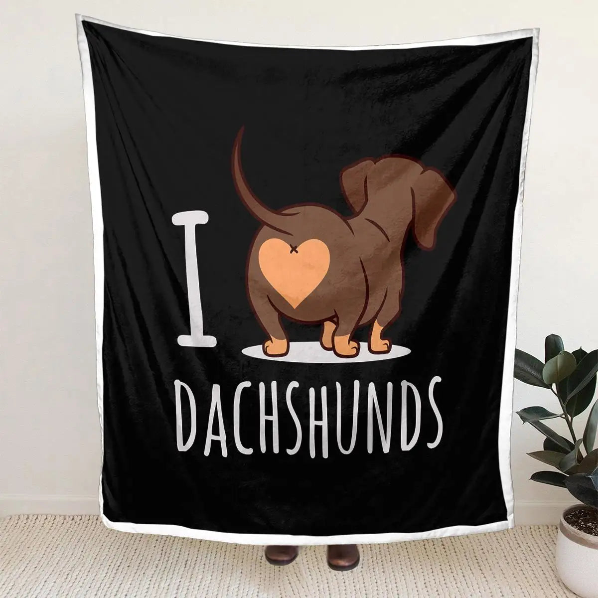 Dachshund Sherpa Blanket 3D Printed Fleece Reversible Throw for Dog Lovers, Cozy 50x60 Inch Couch Bed Blanket