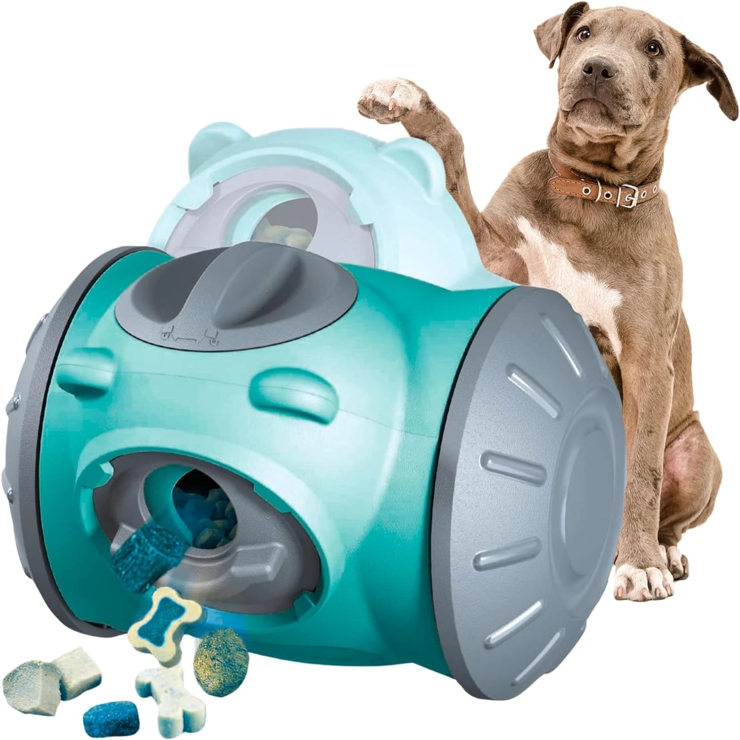 Engaging Interactive Slow Feeder Dog Toy Teal - Stimulating Adjustable Treat Dispensing Puzzle for Small, Medium, Large Dogs