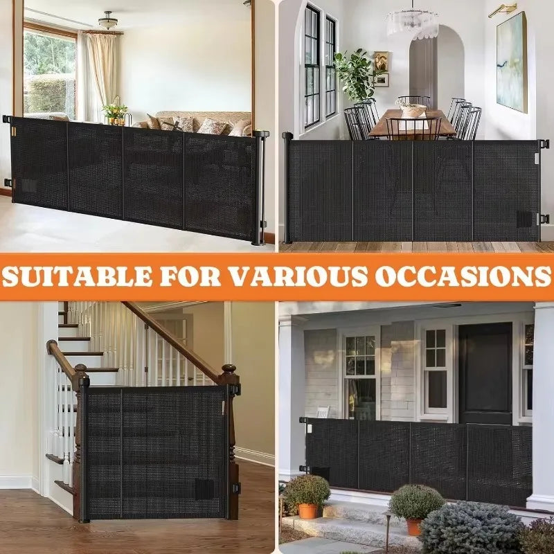 Retractable Baby Gates Extra Wide, 41" Tall Extends up to 71" Wide, Dog Gate Indoor with Cat Door for Stairs, Pet Gate