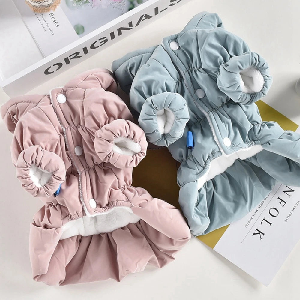Winter Warm Pet Dog Coat Dogs Hoodies Warm Sweatshirt Cute Floral Bubble Dress Comfortable Soft Clothing Pet Dog Clothes Costume