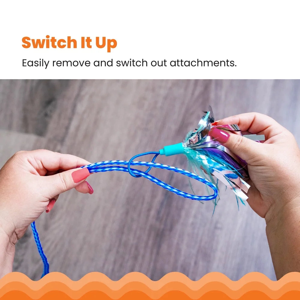 Interactive Cat Wand Toy with Catnip Feather Toys Crinkle Sounds Indoor Cats Jump Chase Fun and Sensory Stimulation