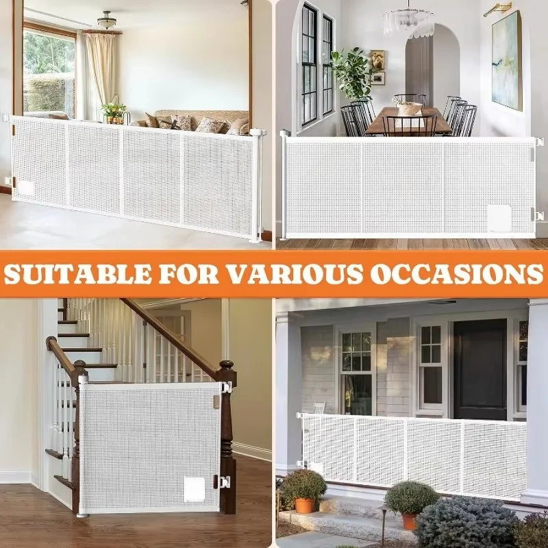 Retractable Baby Gates Extra Wide, 41" Tall Extends up to 71" Wide, Dog Gate Indoor with Cat Door for Stairs, Pet Gate