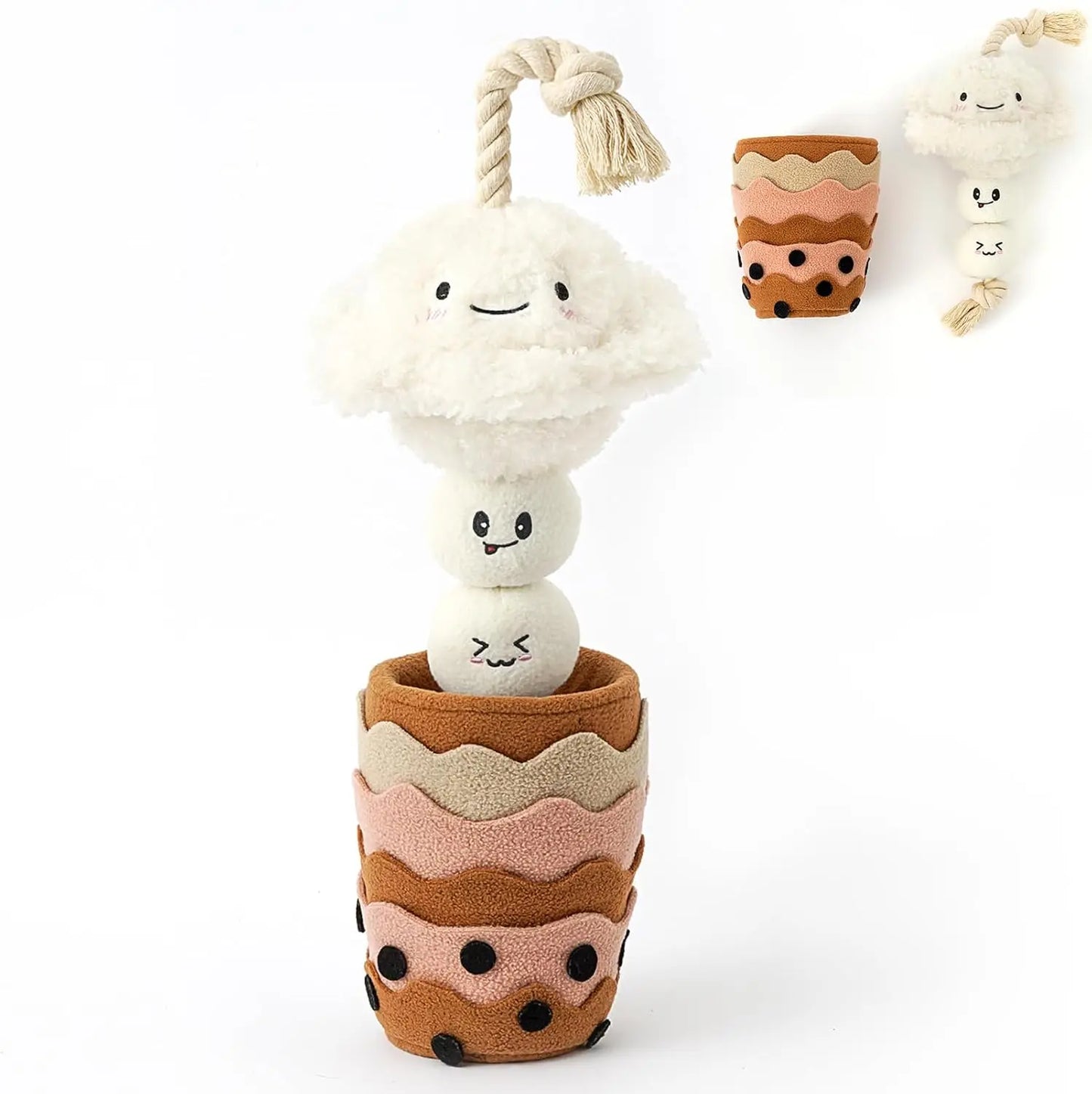 Take-Out Box Snuffle Dog Toy - Interactive Plush Treat Puzzle for Small Medium Dogs, Slow Feeder with Squeaky