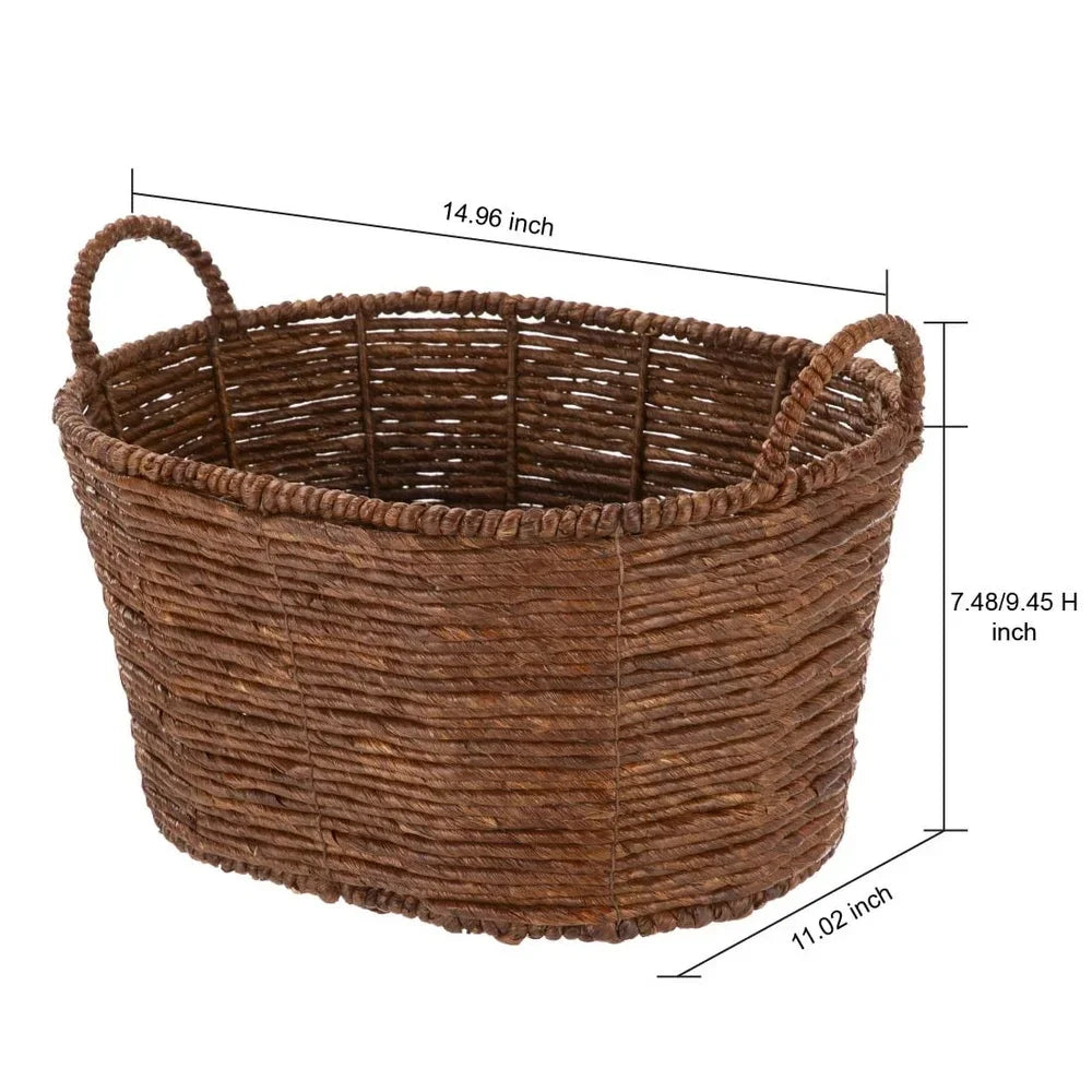 Rustic Paw Basket – Handwoven Pet Toy Storage- Oval Maize Basket with Handles Decorative Storage Toiletries Toys Books Household Items Portable Organizer