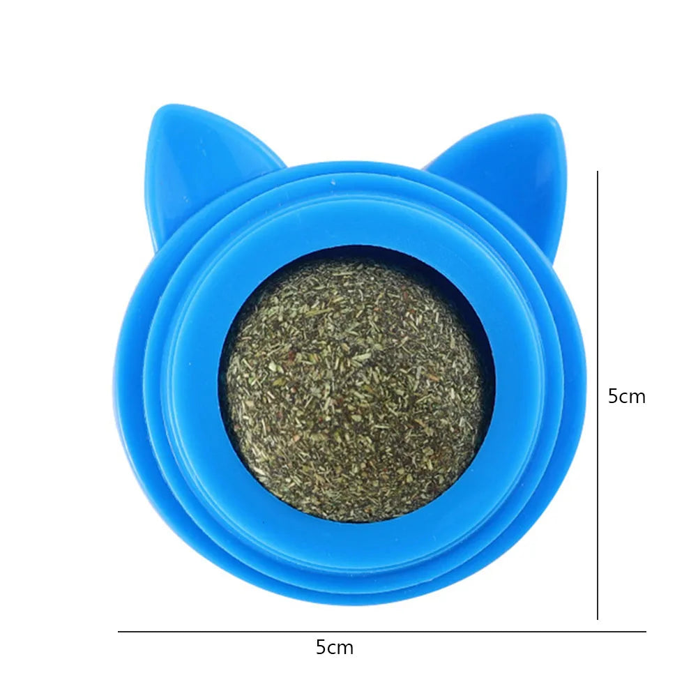 Rotatable Catnip Ball Natural Safe Catnip Edible Lick Balls with Transparent Cover Catnip Balls Toy for Cats Pet Treats Supplies