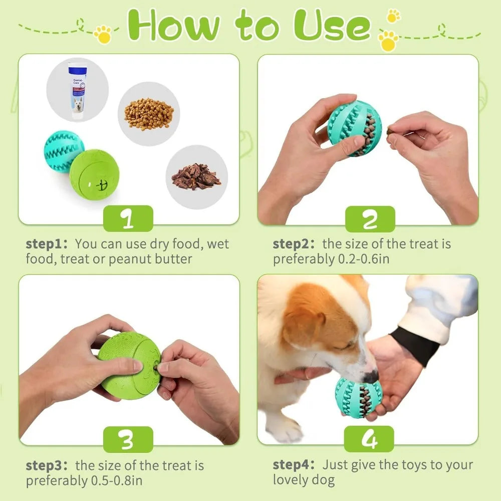 Interactive Dog Toys for Treat Dispensing, Durable Puppy Toys for Teething, Dog Treat Ball for Teeth/Slow Feeder/IQ Training/Pla