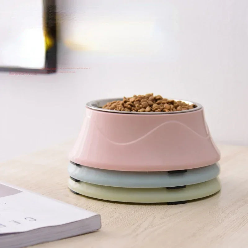 Pet Feeding Dishes Non-slip Base Stainless Steel Color Spray Paint Pet Dog Bowls Puppy Cat Food Drink Water Feeder Pet Supplies