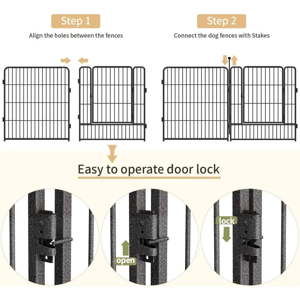 Dog Playpen,Height in Heavy Duty,Folding Indoor Outdoor Dog Exercise Fence, Portable Pet Playpen with Door for Large