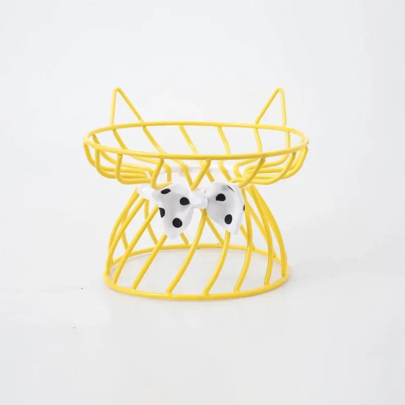 Cat Bowl Ceramic High-Foot Neck Guard Food Bowl Shallow Mouth Large Caliber Pet Food Bowl