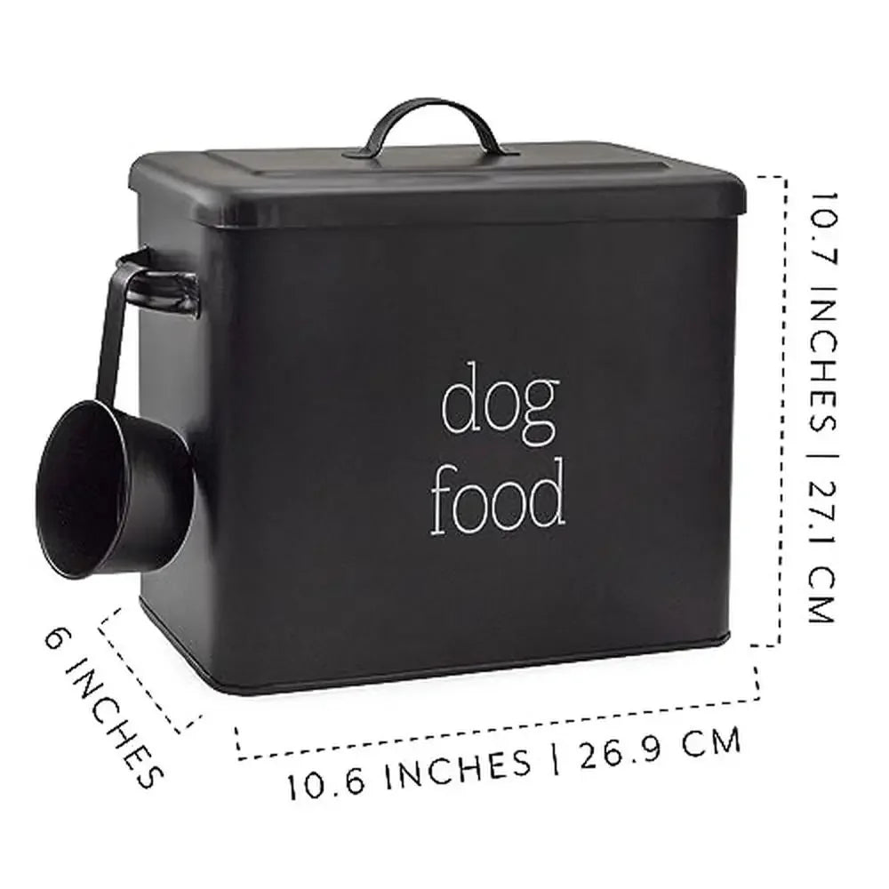 Enamelware Black Pet Food Canister Retro Farmhouse Style 9-Quart Storage Bin