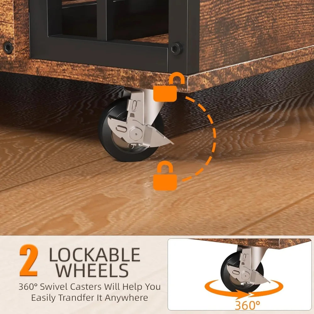 Dog Crate Furniture for Large Dog with 2 Stainless Steel Bowls, Large Wooden Dog Crate Table, XL Heavy Duty