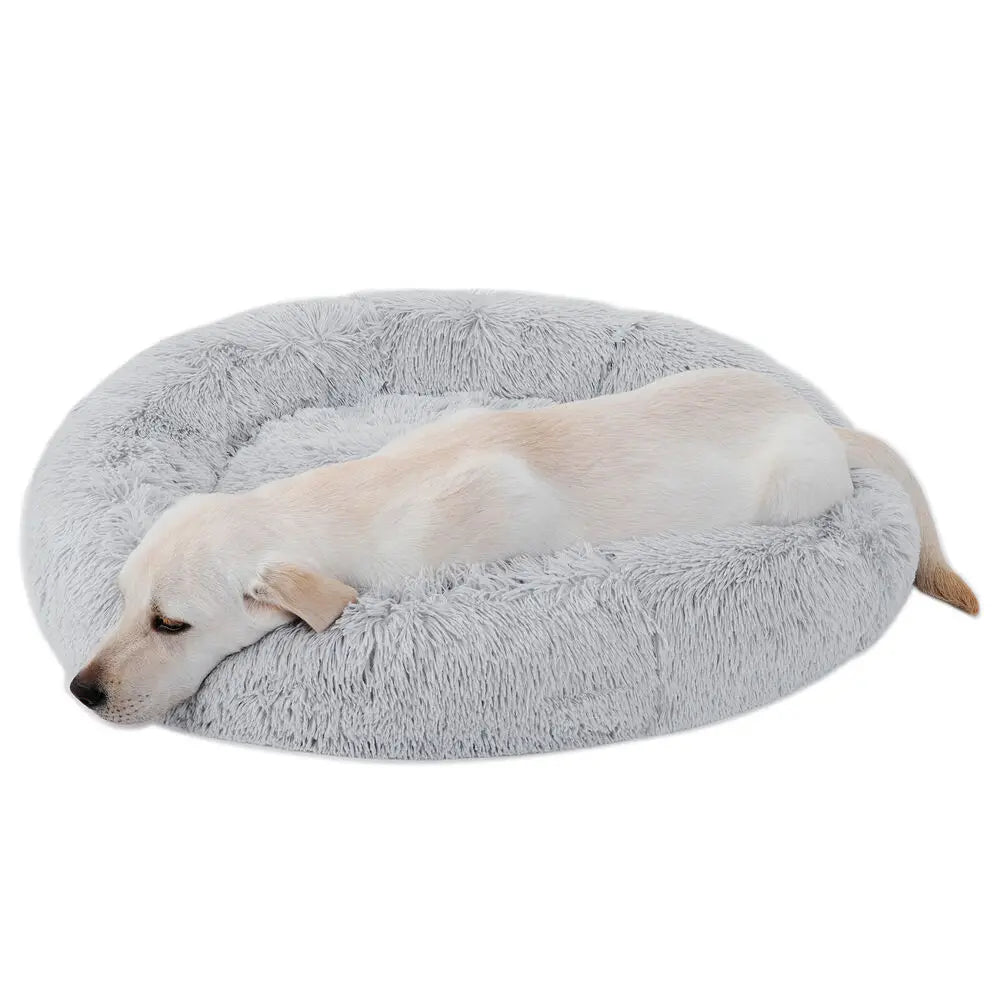 Donut Plush Dog Cat Bed Faux Fur Self-Warming for Pet Puppy Kitty Sleep