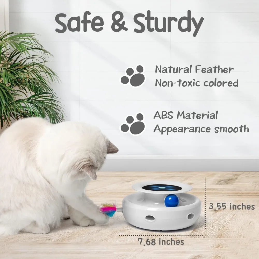 2in1 Interactive Toys for Indoor Cats, Timer Auto On/Off, Cat Toy Balls & Ambush Electronic Cat Mice Toy for Entertainment