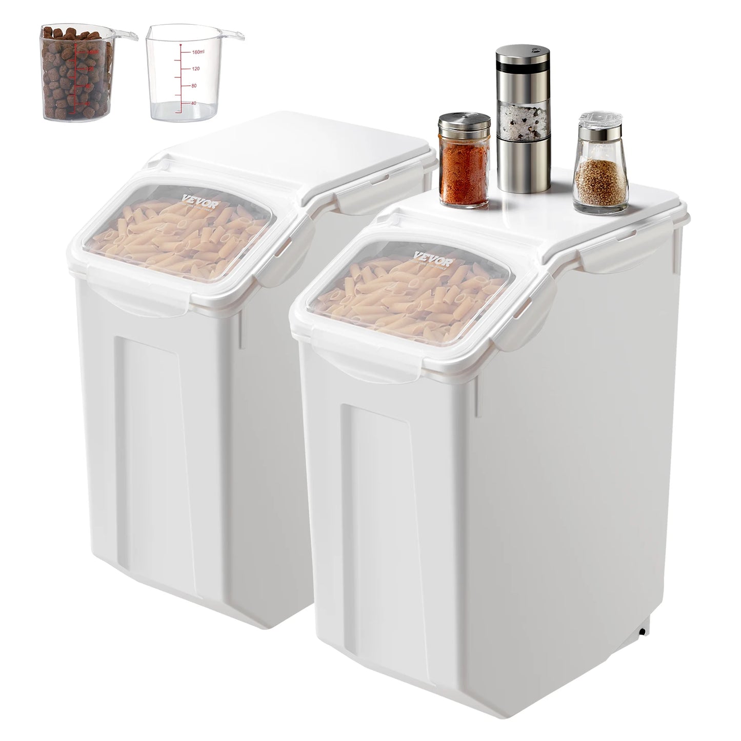 4.5Gallon x2 Rice Storage Container Dog Food Dispenser Bin, Kitchen Ingredient Grain Cereal Flour Bin Pet food Containers