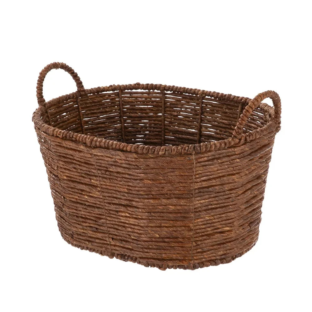Rustic Paw Basket – Handwoven Pet Toy Storage- Oval Maize Basket with Handles Decorative Storage Toiletries Toys Books Household Items Portable Organizer