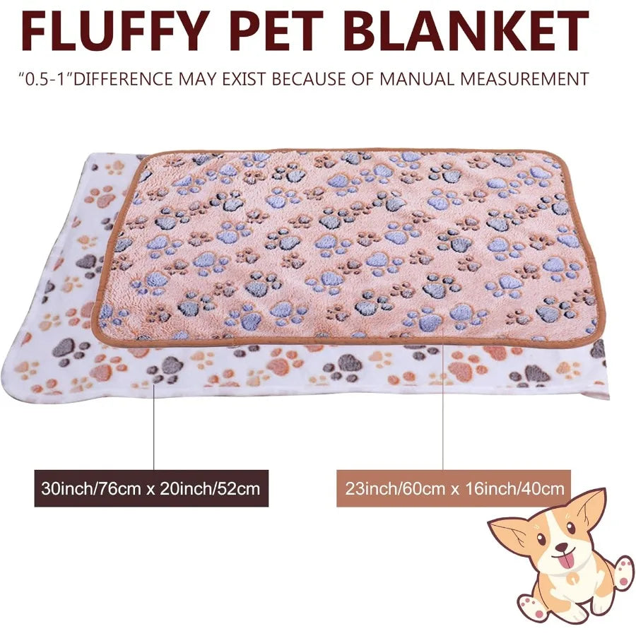 Blankets Super Soft and Warm Fleece Flannel Pet Blanket Cats Dogs Cute Paw Print Pet Throw Puppy Blankets Fleece Grey Paw Small