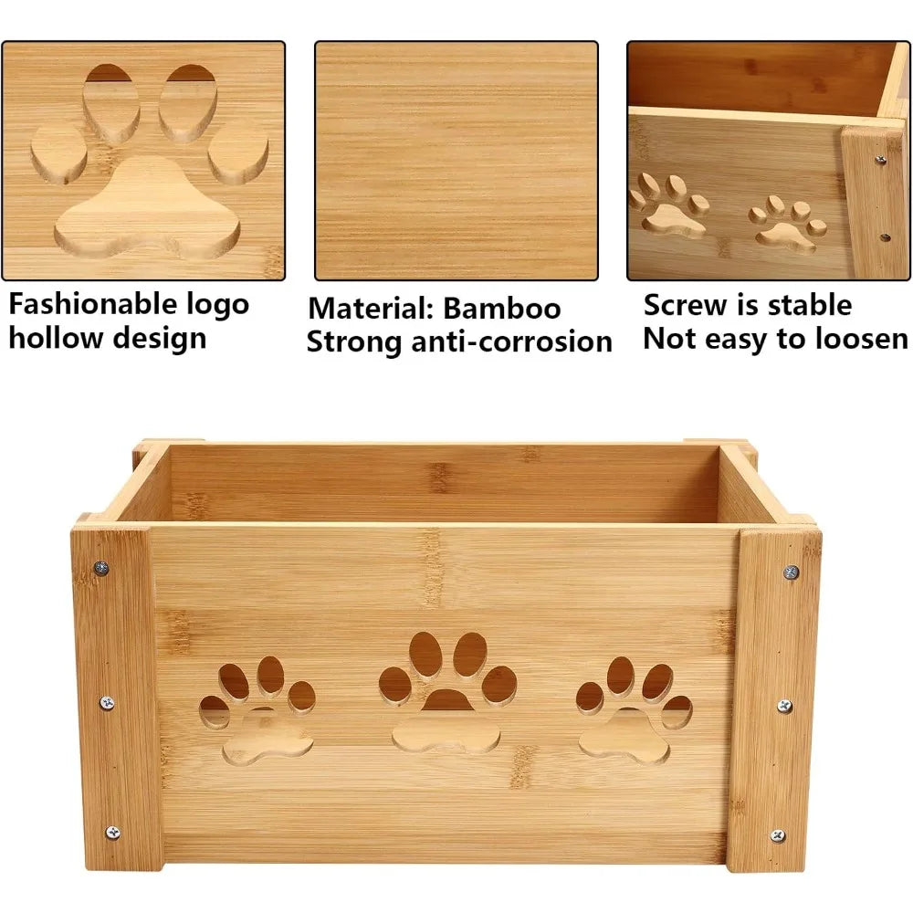 Woof & Whiskers Wooden Toy Chest – Pet Storage Crate wooden dog toy box, pet Food Box wooden storage crates suitable for storing cat and dog toys, dog clothes,
