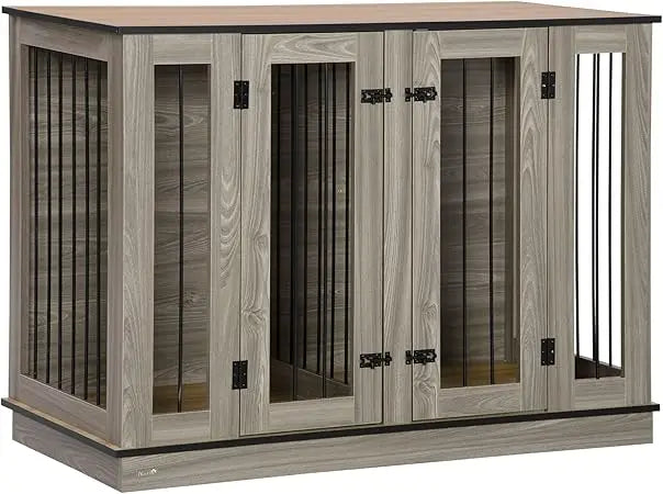 Very / Furniture Style Dog Crate With Removable Divider, Dog Crate Side End Table Indoor With Double Doors, For Small To L
