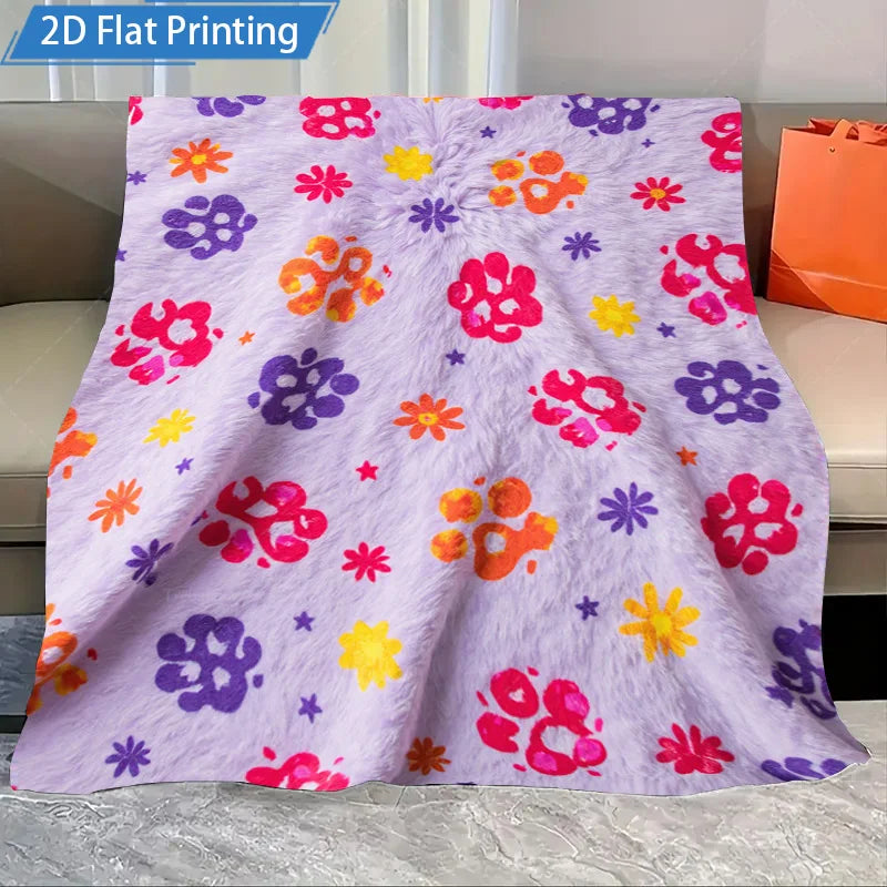 1pc Flannel Blanket Cute Paw Print Fleece Blanket Soft Cozy Pet Theme Throw for Kids and Dog Lovers Home Decor