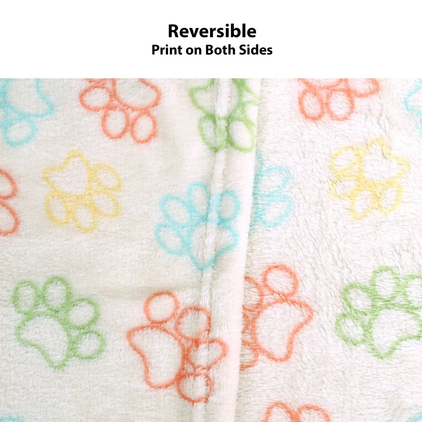 Medium Cozy Plush Throw Blanket for Cats & Dogs, Multi-Color Paw Print