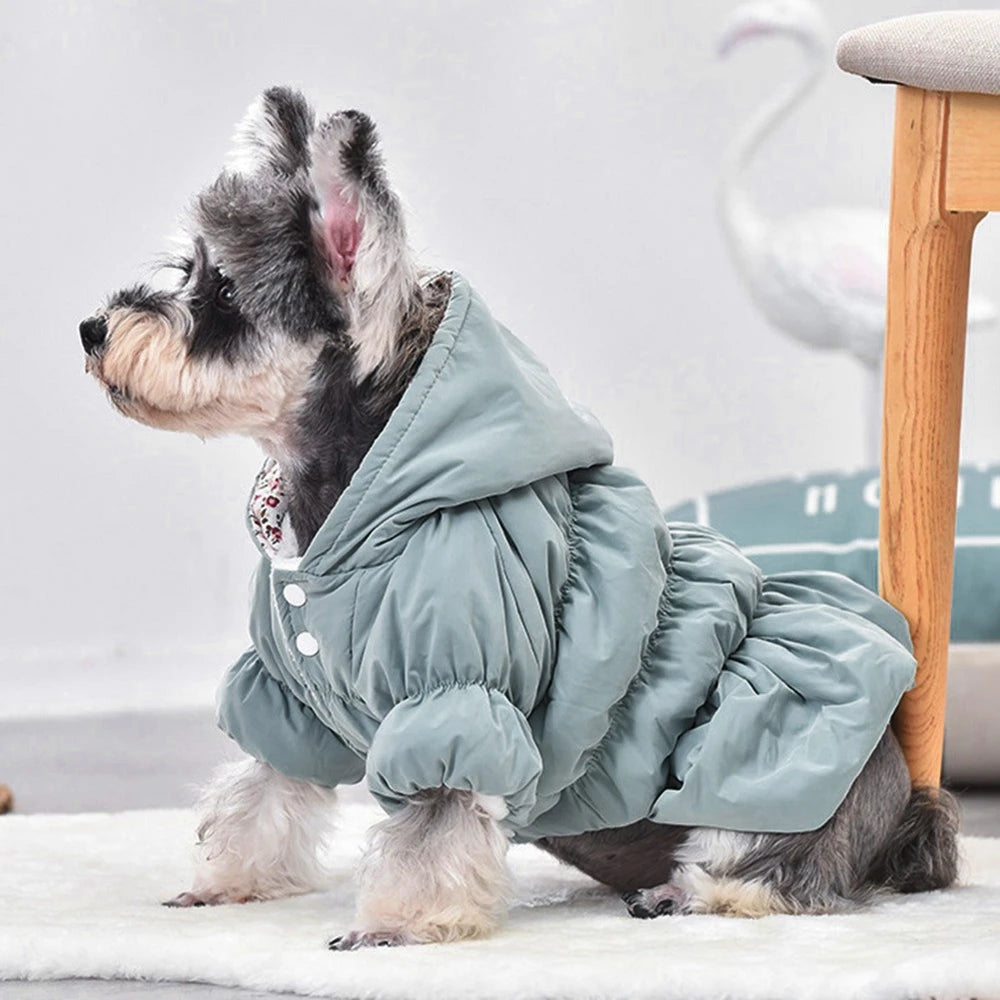 Winter Warm Pet Dog Coat Dogs Hoodies Warm Sweatshirt Cute Floral Bubble Dress Comfortable Soft Clothing Pet Dog Clothes Costume