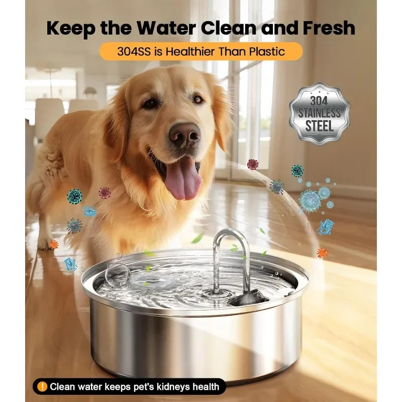 Dog Water Bowl Dispenser,7L Quiet Automatic Dog Water Dispenser Stainless Steel,100% BPA-Free for Cats