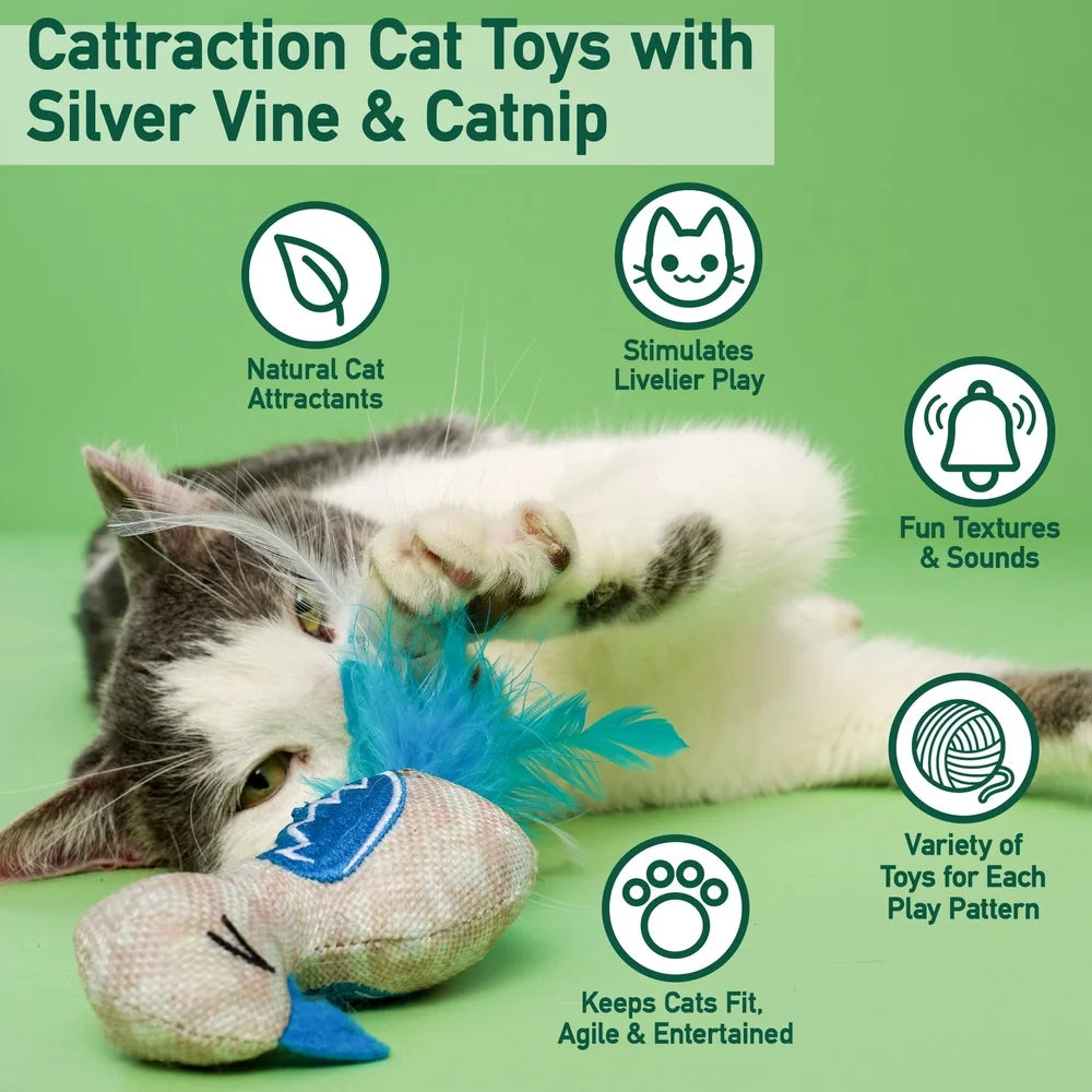 Cat Toy Variety Pack 20 Count with Silver Vine Catnip Natural Cat Attractants Multi-Cat Households Interactive