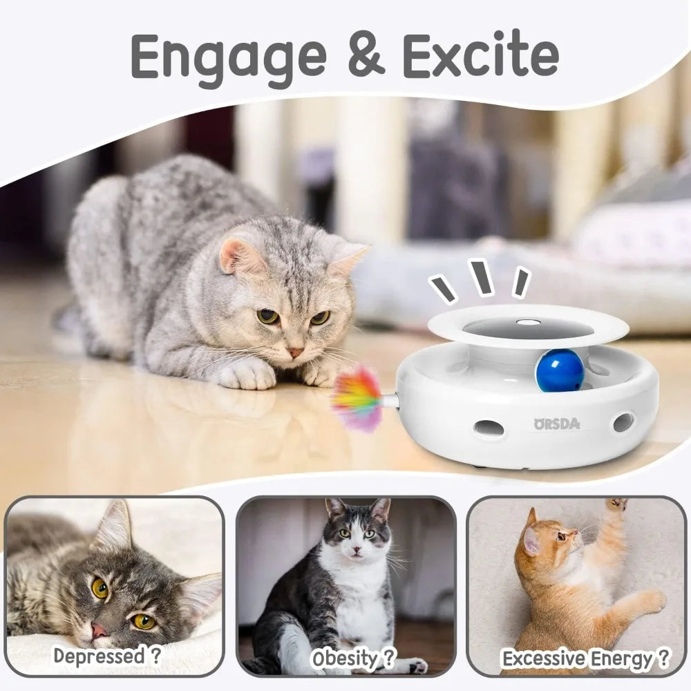 2in1 Interactive Toys for Indoor Cats, Timer Auto On/Off, Cat Toy Balls & Ambush Electronic Cat Mice Toy for Entertainment