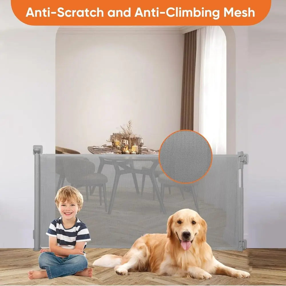 80 Inch No Drill Retractable Pet Gates for Doorways No Drilling Retractable Gate for Stairs No Drilling Retractable Dog Gates fo