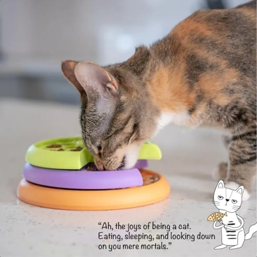 Kitty Lickin' Layers 3Tier Interactive Cat Slow Feeder Treat Puzzle Toy Dry or Wet Food Mental Stimulation Foraging 6.6 inches