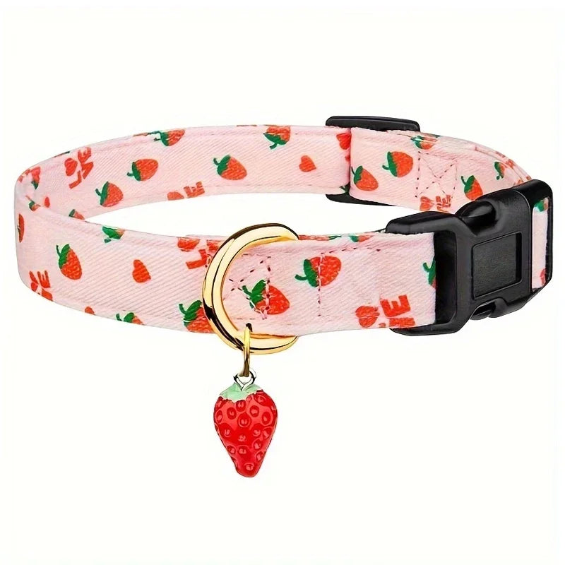 fruit pattern Pet dog collar with Fruit metal pendant do for Cat Puppy Dog Kawaii dog collar Puppy Cute cat collar
