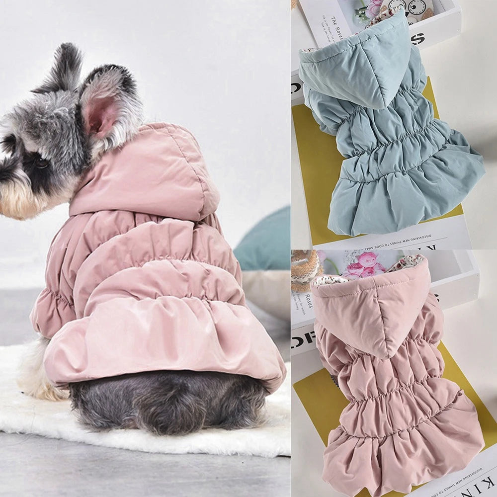 Winter Warm Pet Dog Coat Dogs Hoodies Warm Sweatshirt Cute Floral Bubble Dress Comfortable Soft Clothing Pet Dog Clothes Costume
