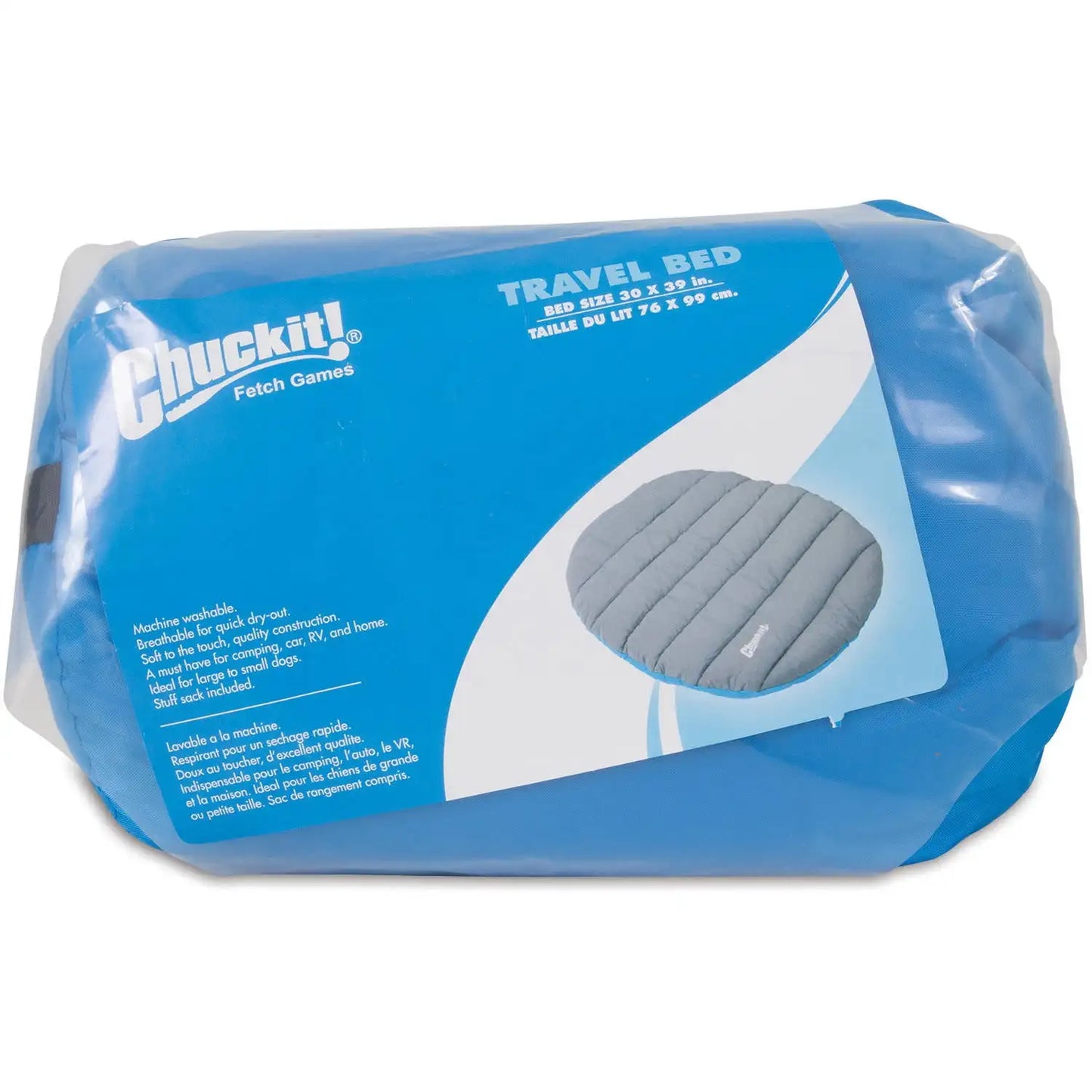 Pet Water Resistant Travel Pillow Dog Bed, Large, Gray and Blue