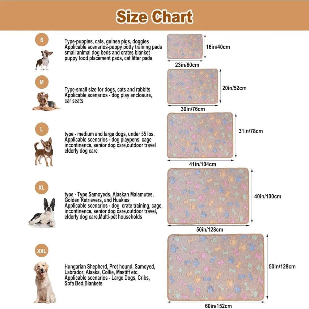 1 Pack 3 Dog Blankets, Soft Fluffy Fleece Pet Blanket Warm Sleep Mat Paw Print Design Puppy Kitten Throw Blanket Doggy Mat Blan