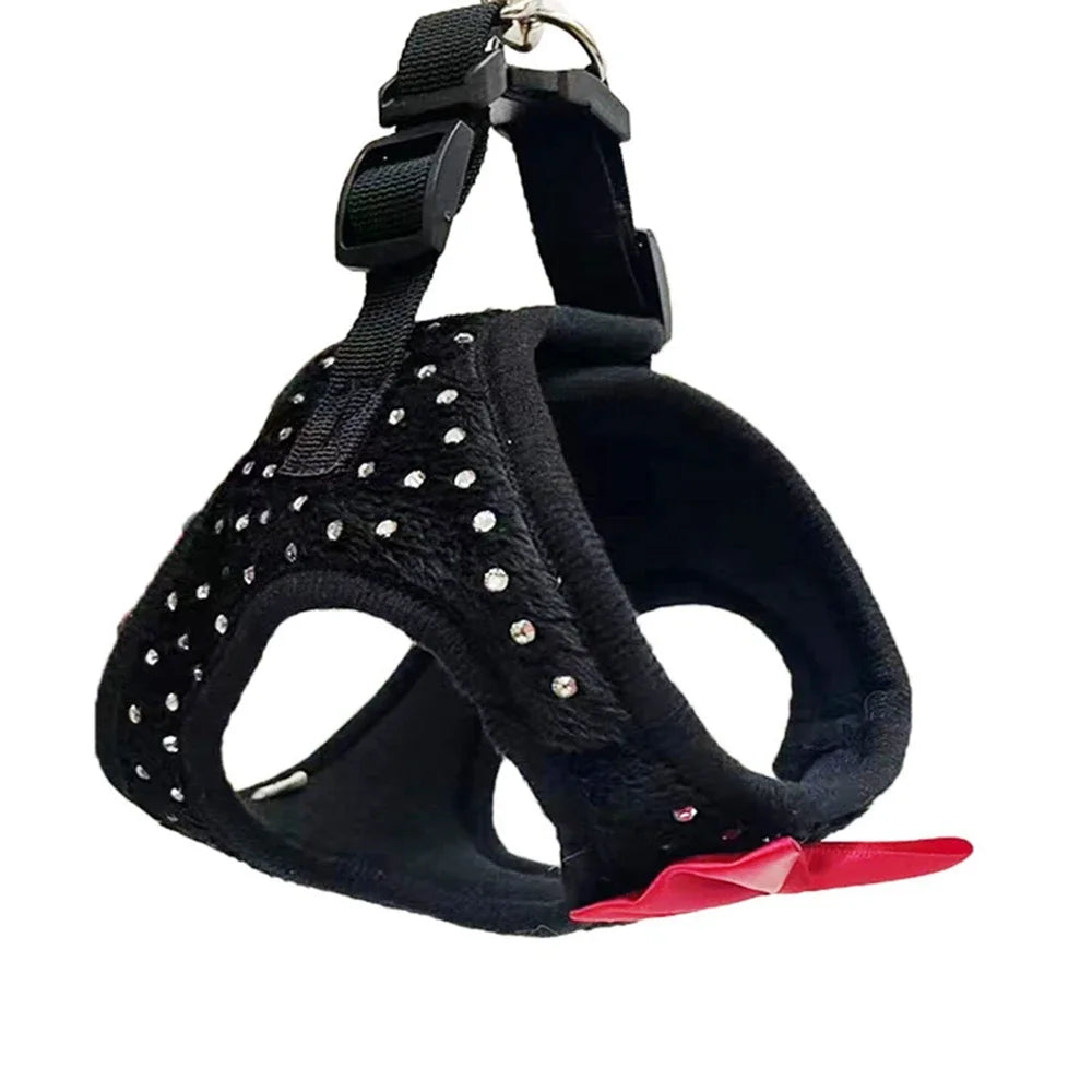 Soft Breathable Dog Chest Harness Vest Small Diamond Decoration Harness for Dogs Pets Collar Pets Chest Strap Leash