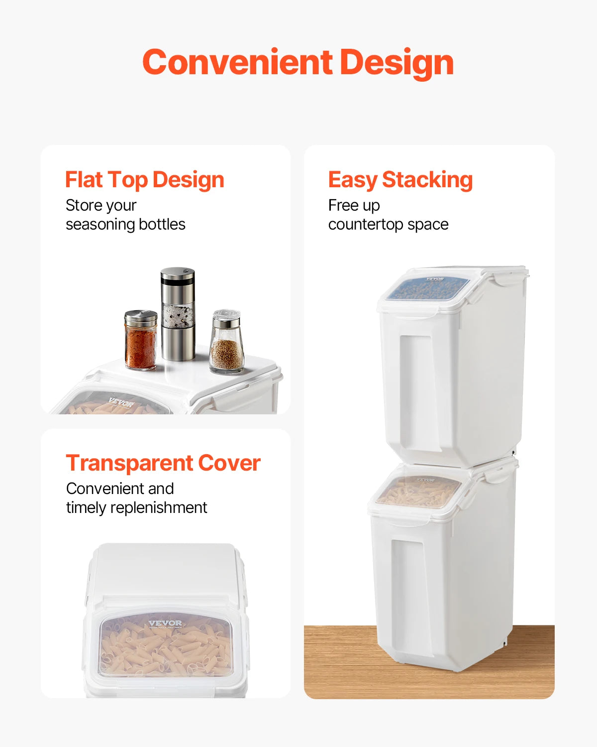 4.5Gallon x2 Rice Storage Container Dog Food Dispenser Bin, Kitchen Ingredient Grain Cereal Flour Bin Pet food Containers