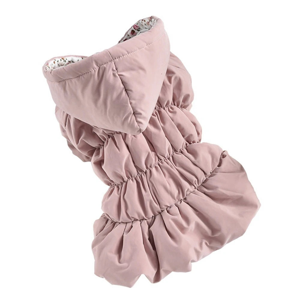 Winter Warm Pet Dog Coat Dogs Hoodies Warm Sweatshirt Cute Floral Bubble Dress Comfortable Soft Clothing Pet Dog Clothes Costume
