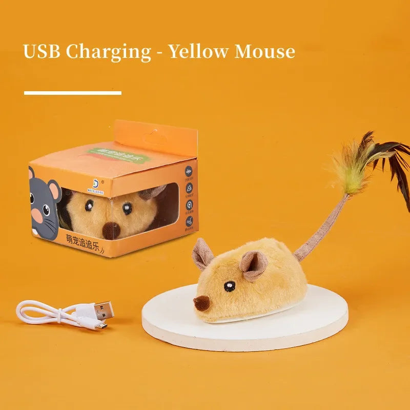 Smart Running Mouse Cat Toy Interactive Random Moving Electric Toys USB charging Simulation Mice Kitten Self-Playing Plush Toys