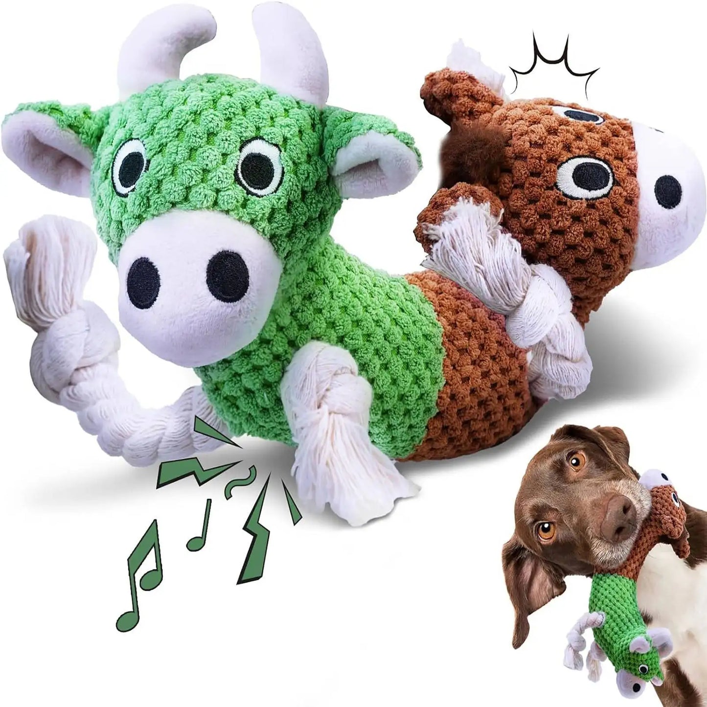 Squeaky Dog Cow and Horse Double Headed Plush Dog Chew for Small Medium Large Dogs Plush Squeaky Dog Squeaky Dog