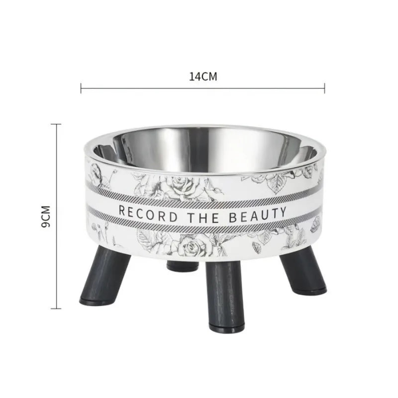 1pcsElevated stainless steel cat bowl with neck protection design - anti slip, anti pointed feeding tray for cats, cat food bowl