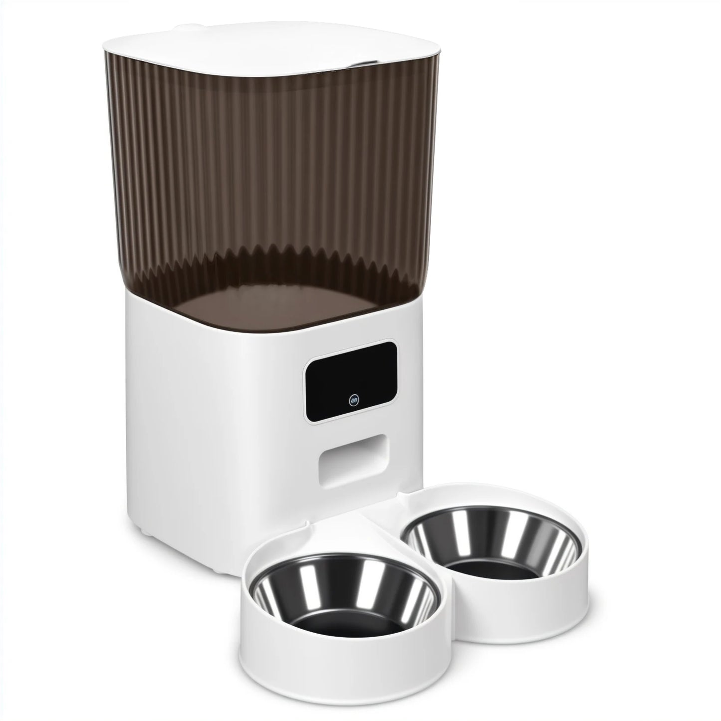 Pet Feeder with Dual Bowls, WiFi APP Remote Control Cat Food Dispenser, Timed Quantitative Battery & USB Power Supply Dog Feeder