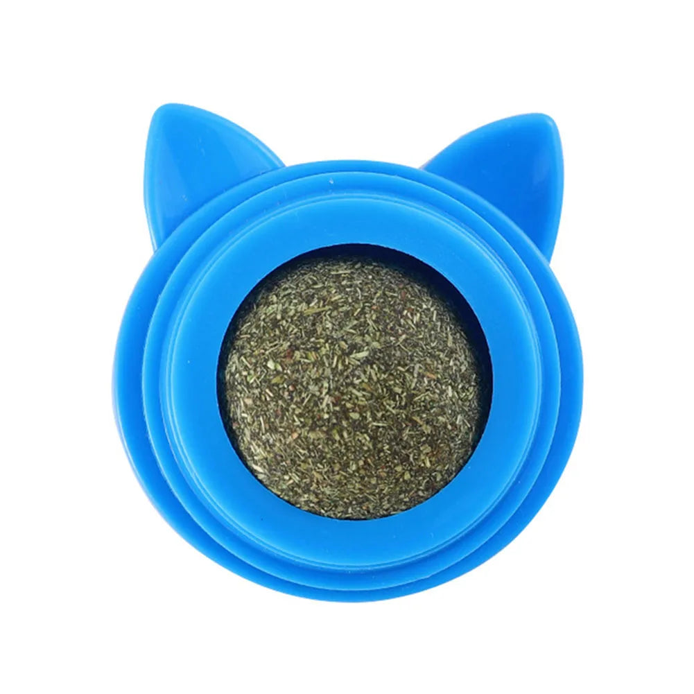 Rotatable Catnip Ball Natural Safe Catnip Edible Lick Balls with Transparent Cover Catnip Balls Toy for Cats Pet Treats Supplies