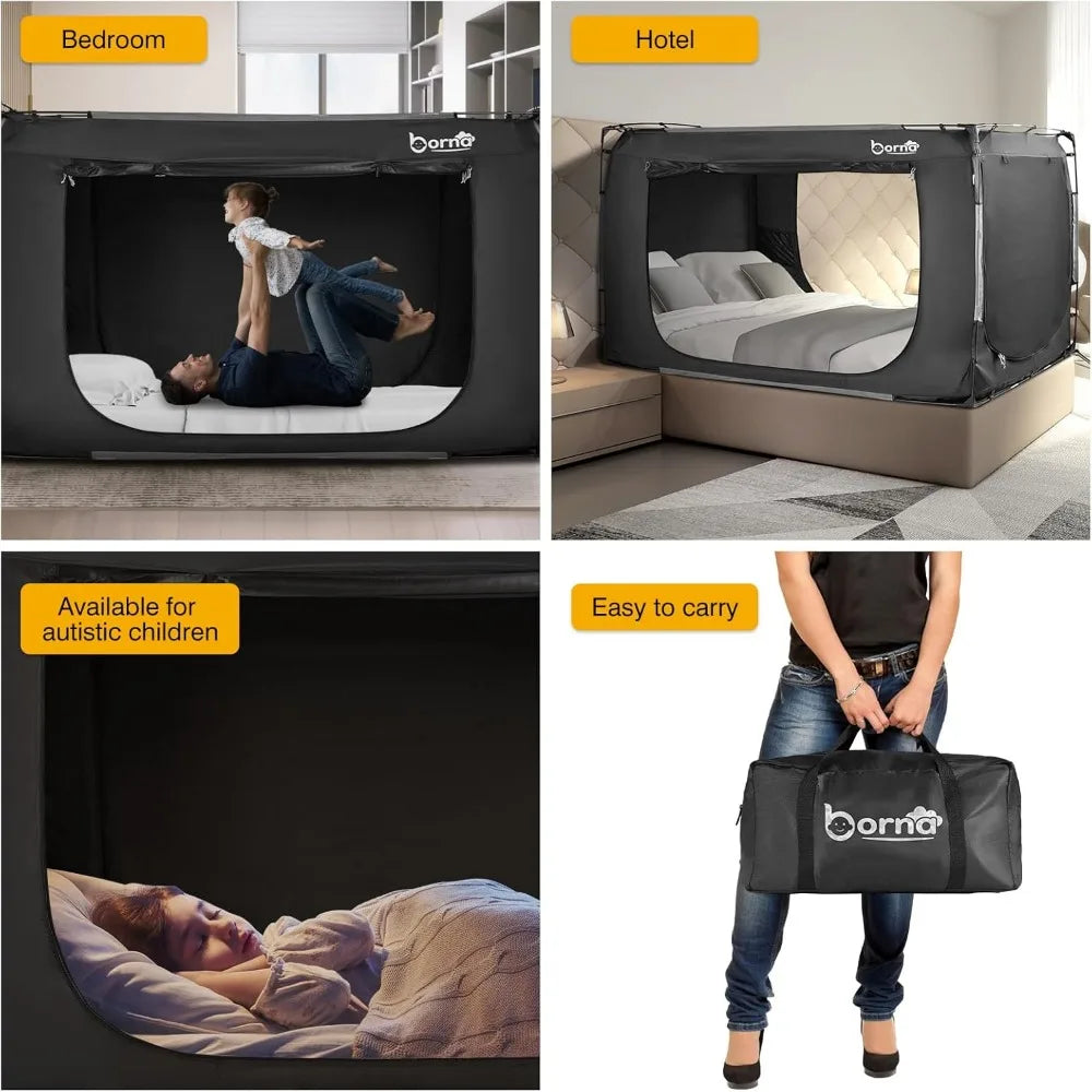 Borna Bed Tent Bed Canopy Twin Size, Portable Sleeping Tents Dream Tents Indoor for Kids and Adult, Breathable Privacy Space on